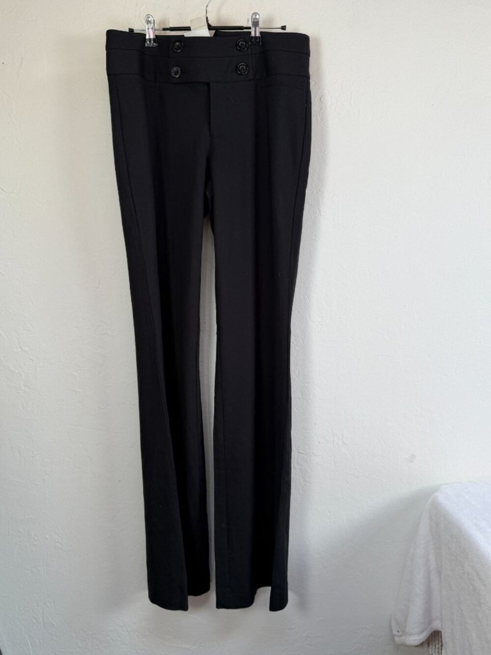 Cabi Classic Long Womens Sailor Pants Charcoal Wide Leg Trousers Buttons 8 New